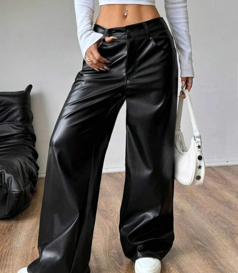 Pantalón efecto cuero oversize New York